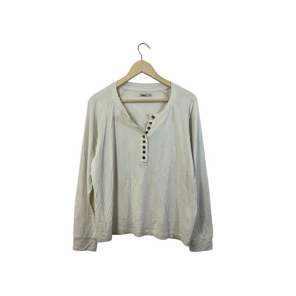 Faherty Large Cloud Cotton Henley Top Partial Button Long Sleeve Womens - Picture 2 of 15